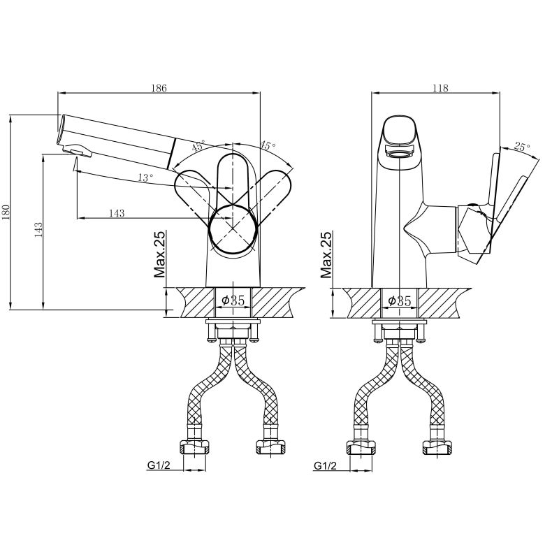 Смеситель для раковины D&K Rhein Marx DA1392141