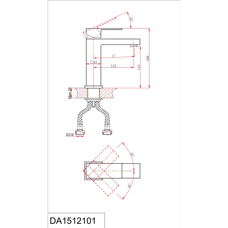 Смеситель для раковины D&K Bayern.Liszt DA1512101 хром