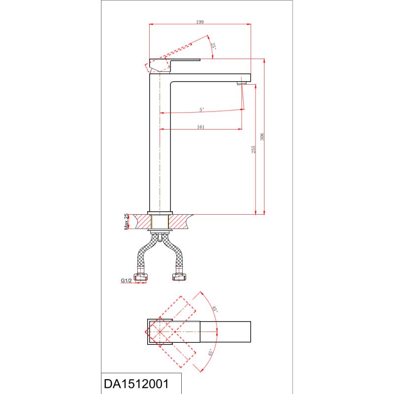 Смеситель для раковины D&K Bayern.Liszt DA1512005 черный