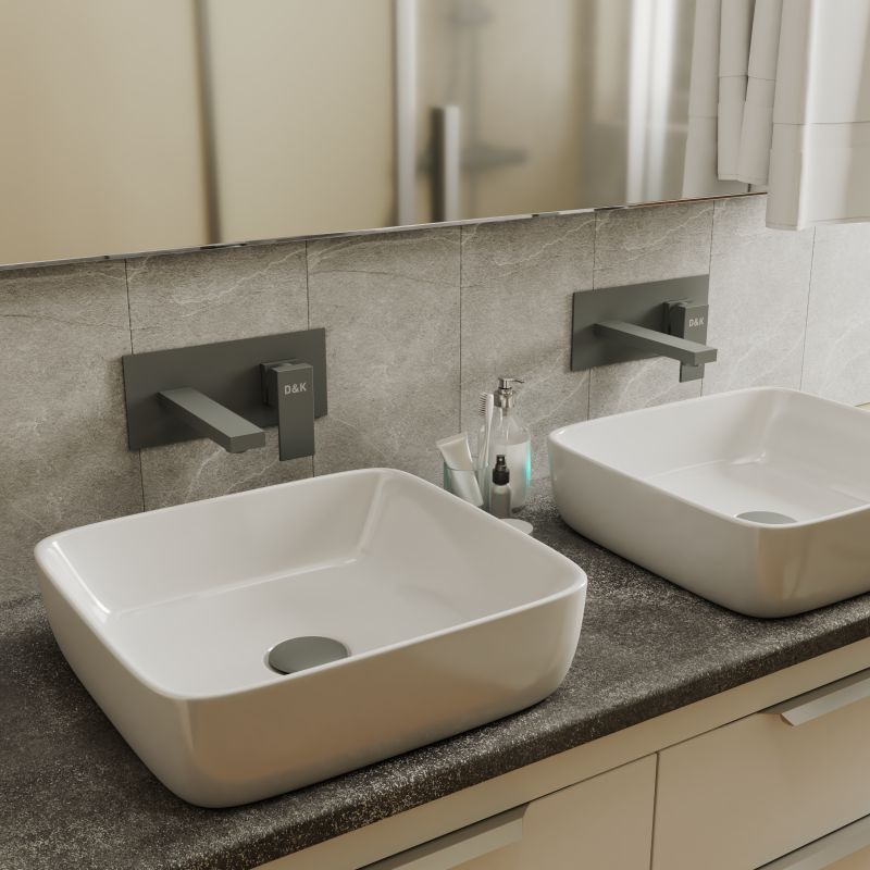 Смеситель для раковины D&K Bayern.Liszt DA1514406 С ВНУТРЕННЕЙ ЧАСТЬЮ, серый графит