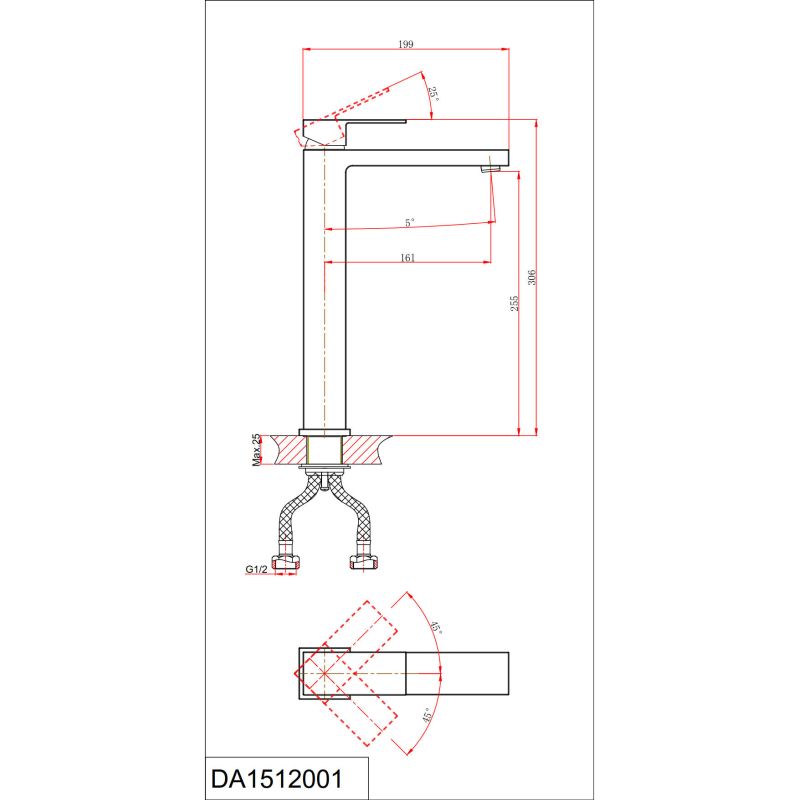 Смеситель D&K Bayern.Liszt DA1512007 матовое золото