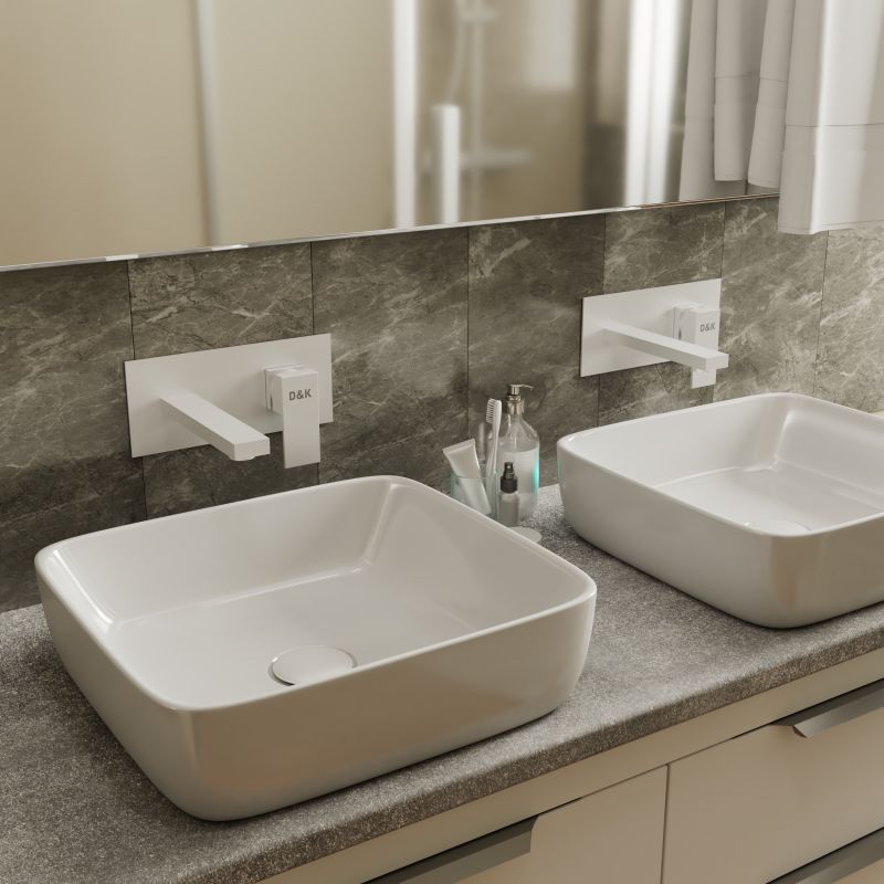 Смеситель для раковины D&K Bayern.Liszt DA1514408 С ВНУТРЕННЕЙ ЧАСТЬЮ, матовый белый