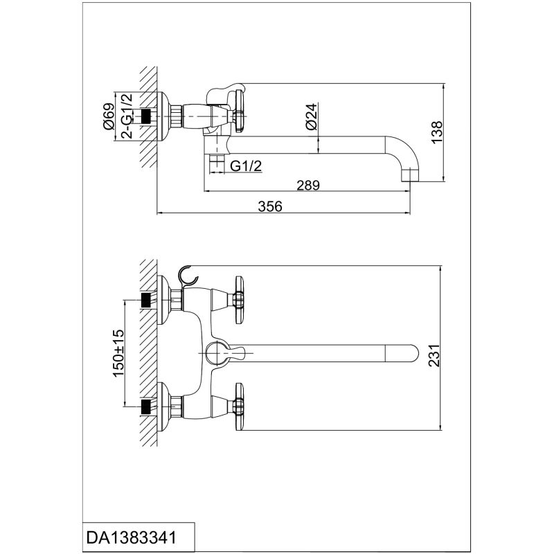 Смеситель для ванны DK Hessen Goethe DA1383341