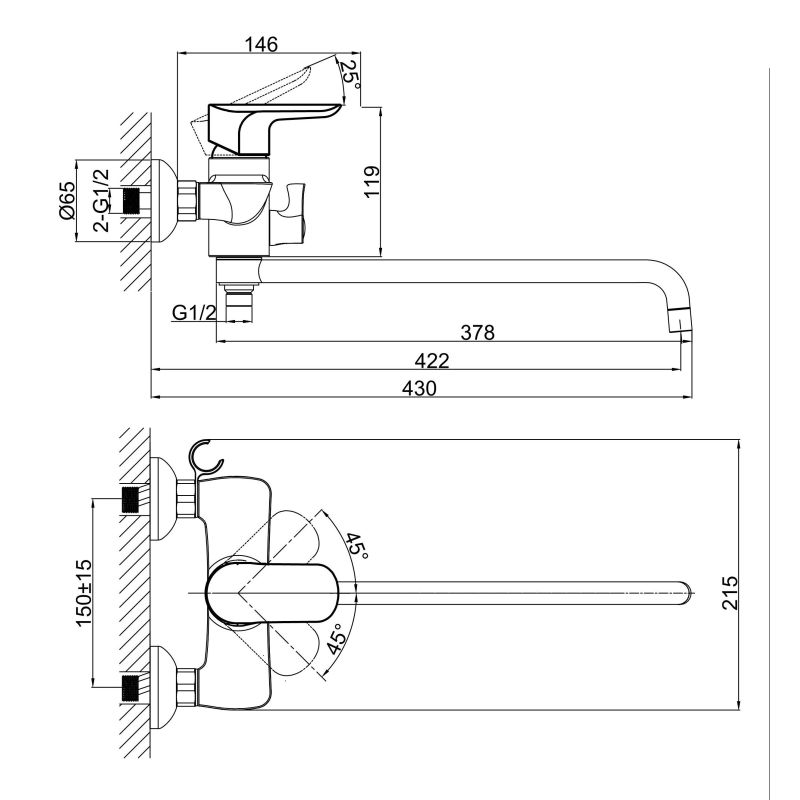 Смеситель для ванны DK Venice Baciano DA1033301