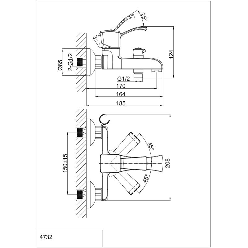 Смеситель для ванны DK Rhein Bach DA1473201