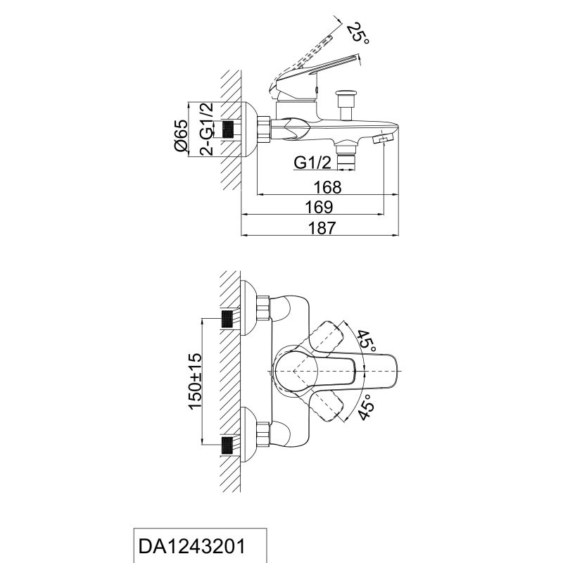 Смеситель для ванны DK Bayern.Arbeo DA1243201