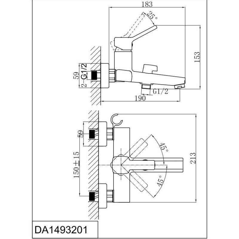 Смеситель для ванны с душем DK Rhein.Dusseldorf DA1493201