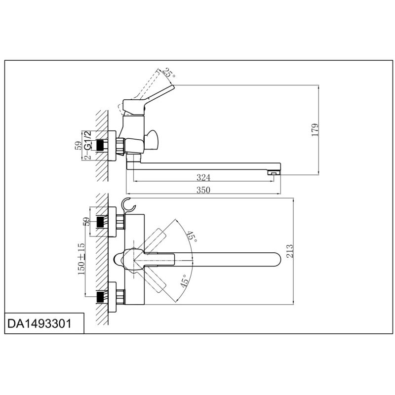 Смеситель для ванны с душем DK Rhein.Dusseldorf DA1493301
