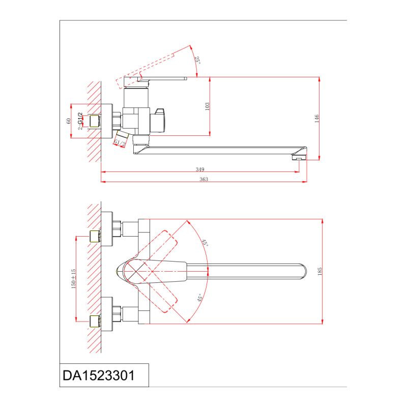 Смеситель для ванны с душем DK Bayern.Fürth DA1523308