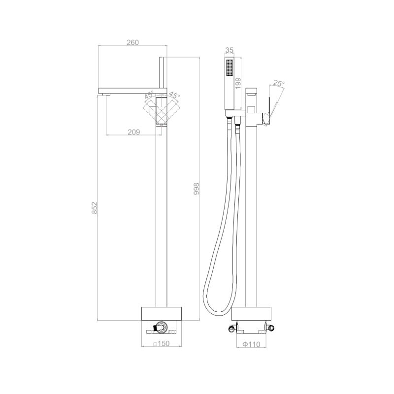 Напольный смеситель для ванны с душем D&K Bayern.Liszt DA1516001