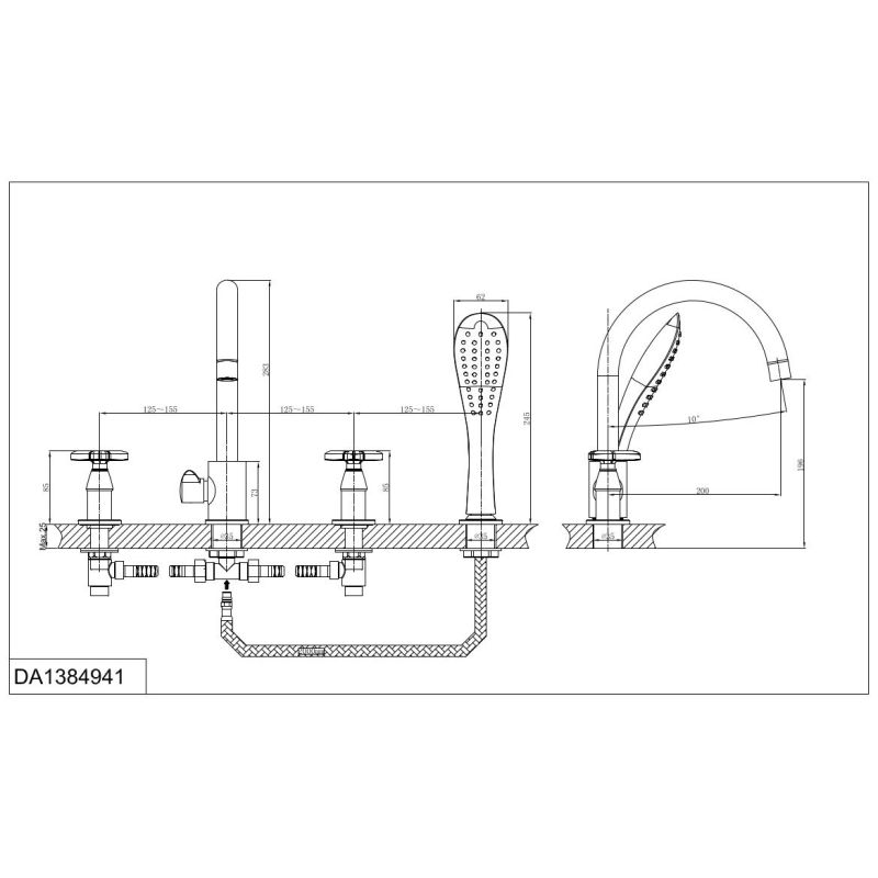 Смеситель на борт ванны D&K Hessen Goethe DA1384941