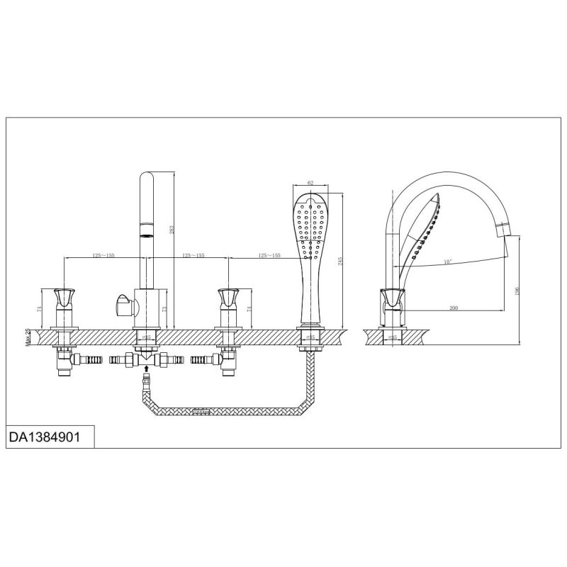 Смеситель на борт ванны D&K Hessen Grimm DA1384901