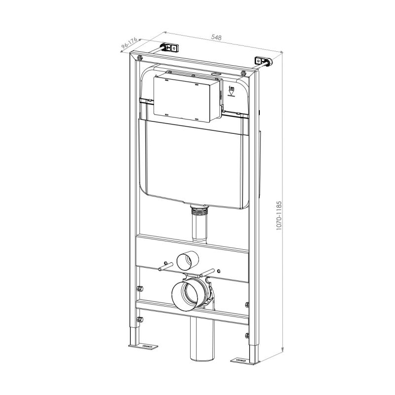 Комплект унитаза с инсталляцией D&K DS1021606 с сиденьем микролифт и клавишей смыва хром