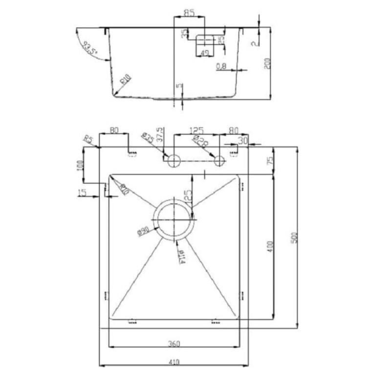 Мойка кухонная D&K, DKS415004, 40 см, в комплекте дозатор и коландер, нержавеющая сталь сатин