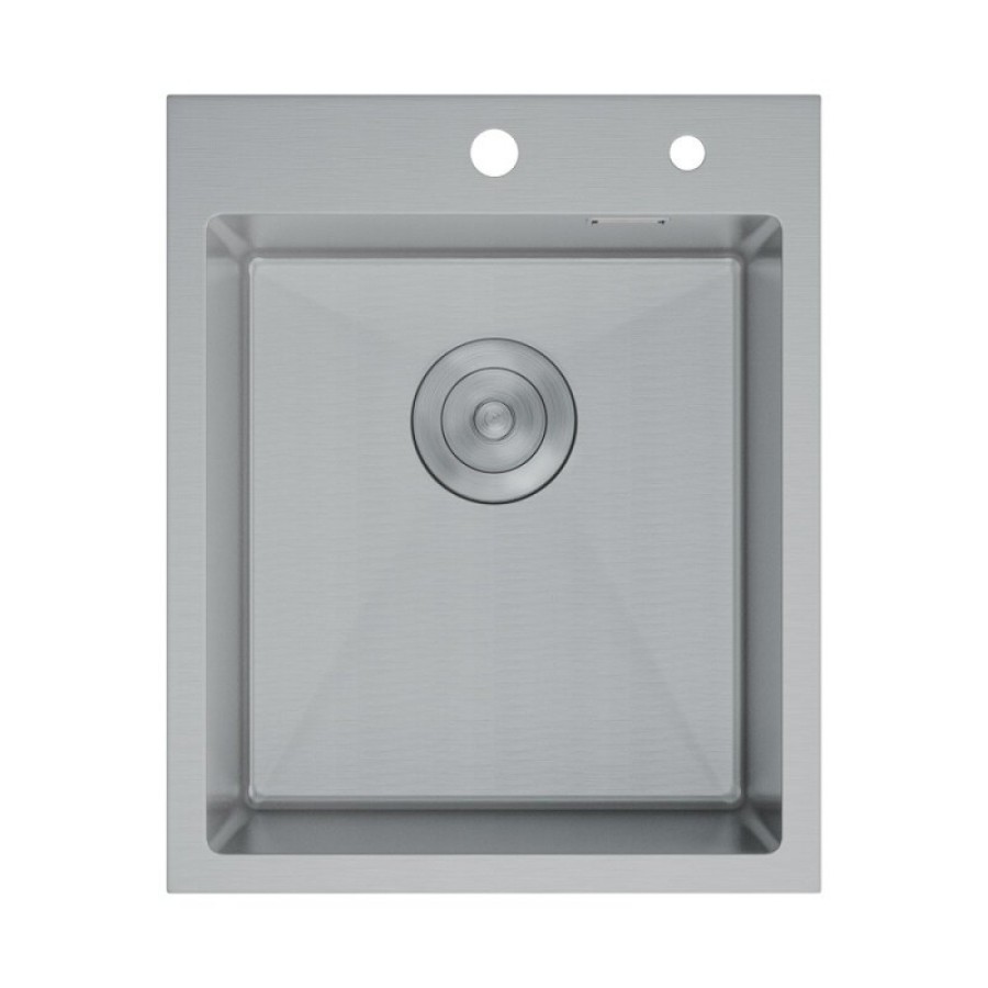 Мойка кухонная D&K, DKS415004, 40 см, в комплекте дозатор и коландер, нержавеющая сталь сатин
