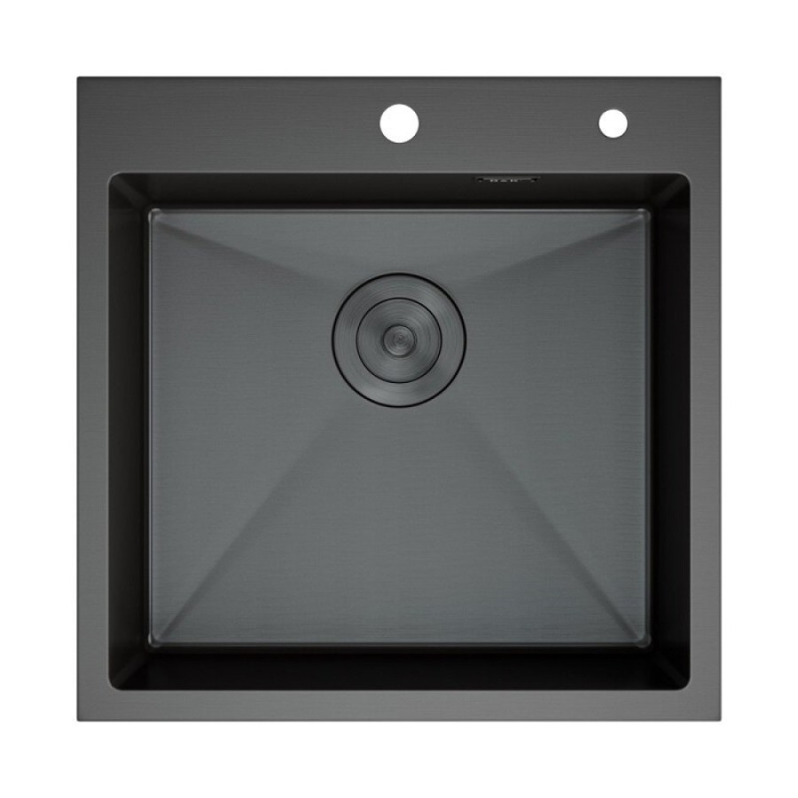 Мойка кухонная D&K, DKS505006, 50 см, в комплекте дозатор и коландер, нержавеющая сталь графит