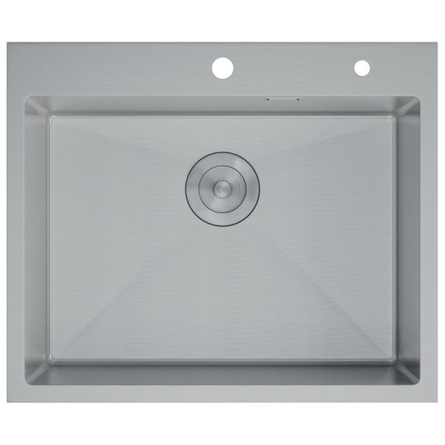 Мойка кухонная D&K, DKS604504, 60 см, в комплекте дозатор и коландер, нержавеющая сталь сатин