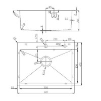 Мойка кухонная D&K, DKS604504, 60 см, в комплекте дозатор и коландер, нержавеющая сталь сатин