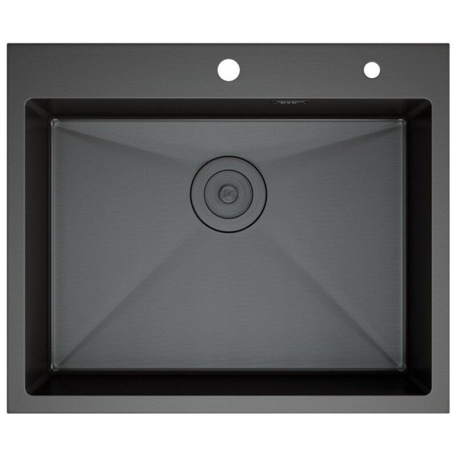 Мойка кухонная D&K, DKS604506, 60 см, в комплекте дозатор и коландер, нержавеющая сталь графит