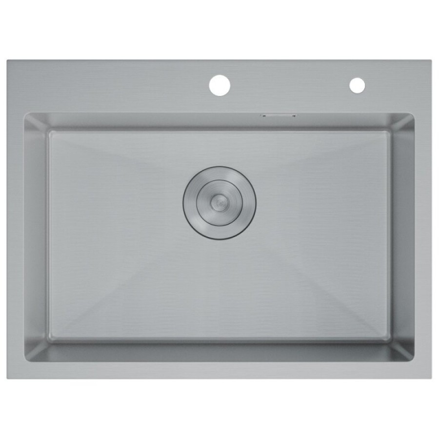 Мойка кухонная D&K, DKS605004, 60 см, в комплекте дозатор и коландер, нержавеющая сталь сатин