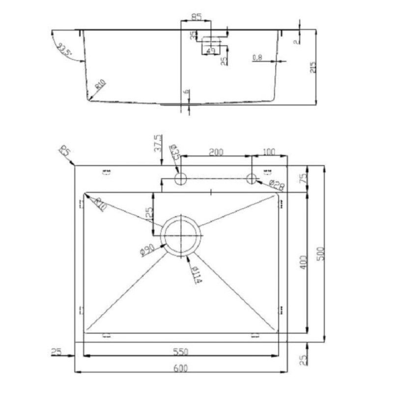 Мойка кухонная D&K, DKS605004, 60 см, в комплекте дозатор и коландер, нержавеющая сталь сатин