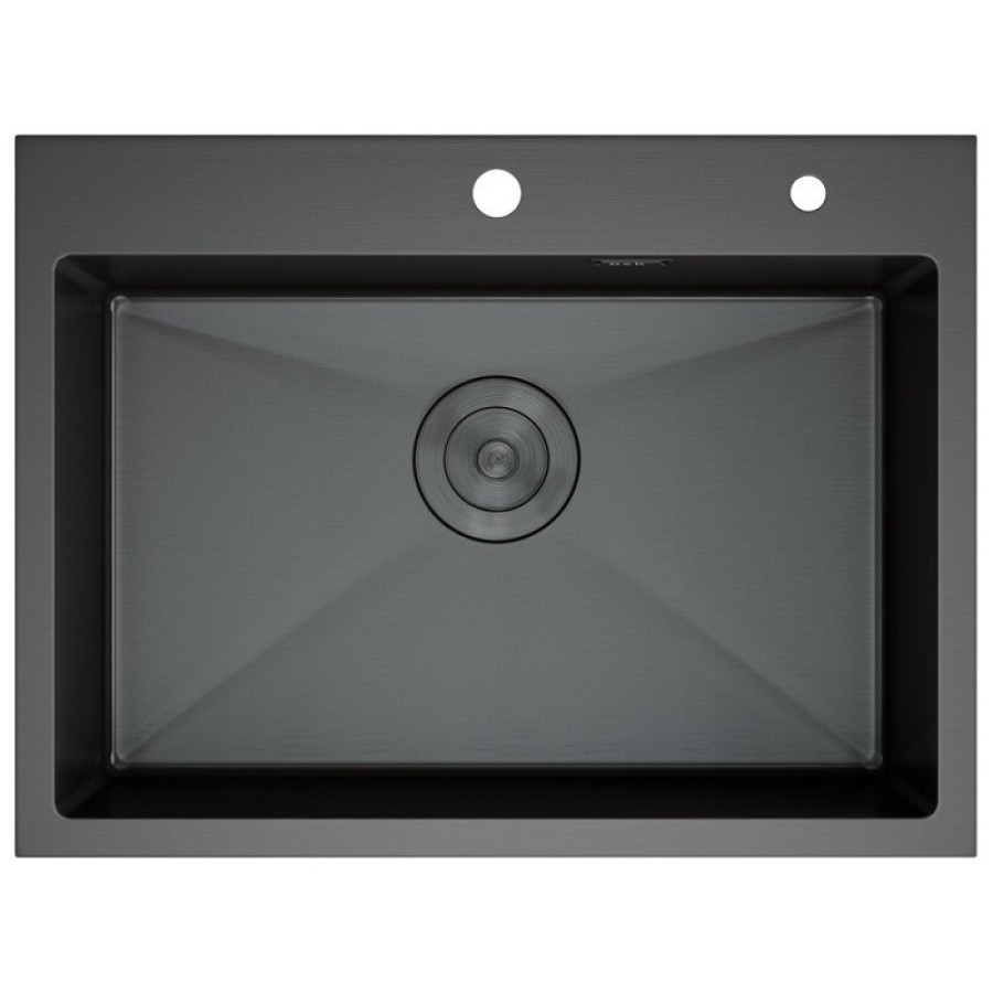 Мойка кухонная D&K, DKS605006, 60 см, в комплекте дозатор и коландер, нержавеющая сталь графит