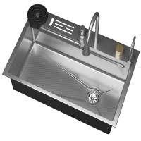 Мойка кухонная D&K, DKS754604, 75см, в комплекте со смесителем и аксессуарами, нержавеющая сталь сатин