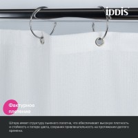 Штора для ванной Iddis Décor DL01P18i11, 180 х 200 см, полиэстер, белый