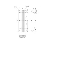 Полотенцесушитель электрический Apextermo Delta DL10183BM, ширина 20 см, высота 80 см, диммер справа, с крючками, цвет черный матовый