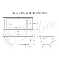 Ванна чугунная Delice Parallel DLR220502, 170 х 80 см, без покрытия, без ручек, цвет белый