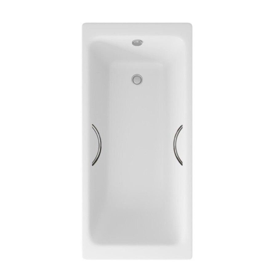 Ванна чугунная Delice Parallel DLR220502R, 170 х 80 см, без покрытия, с ручками хром, цвет белый
