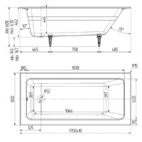 Ванна чугунная Delice Parallel DLR220502R-AS, 170 х 80 см, антискользящее покрытие, c ручками хром, цвет белый