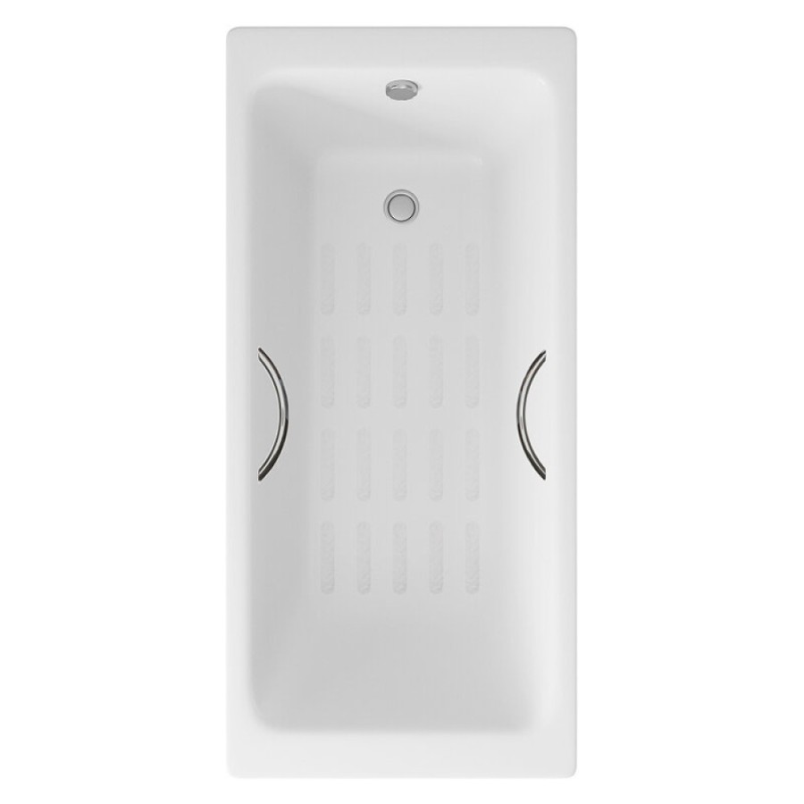 Ванна чугунная Delice Parallel DLR220502R-AS, 170 х 80 см, антискользящее покрытие, c ручками хром, цвет белый
