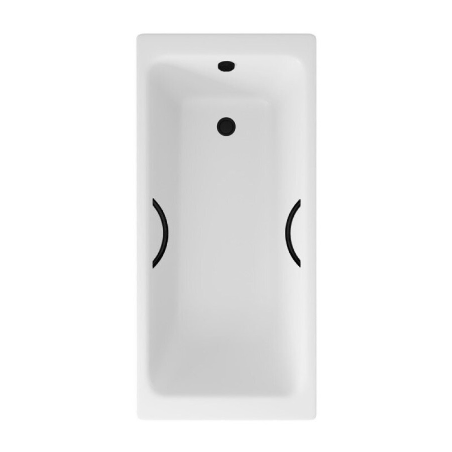 Ванна чугунная Delice Parallel DLR220502RB, 170 х 80 см, без покрытия, ручки черные матовые, цвет белый