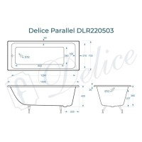 Ванна чугунная Delice Parallel DLR220503, 150 х 70 см, без покрытия, без ручек, цвет белый