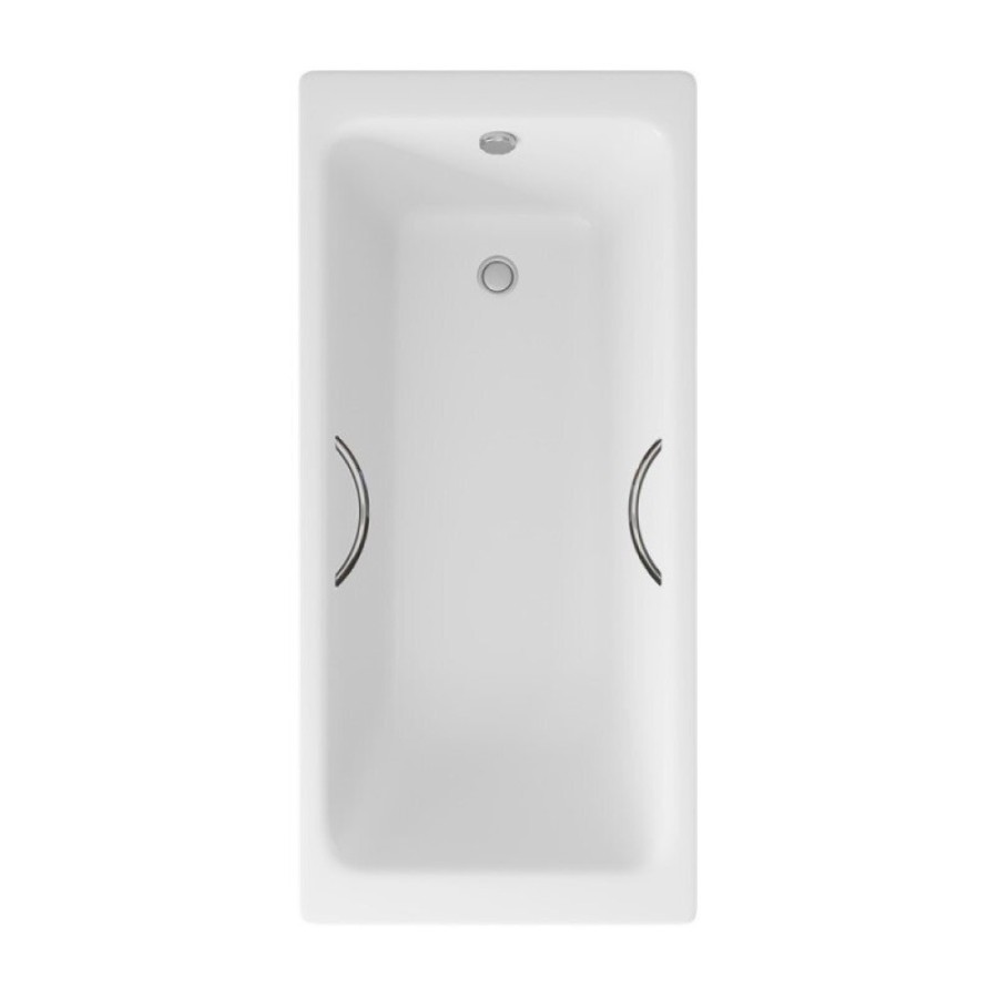 Ванна чугунная Delice Parallel DLR220503R, 150 х 70 см, без покрытия, с ручками хром, цвет белый