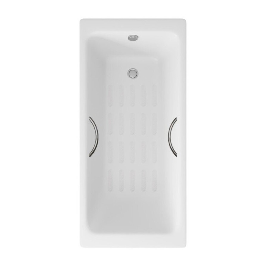 Ванна чугунная Delice Parallel DLR220503R-AS, 150 х 70 см, антискользящее покрытие, с ручками хром, цвет белый