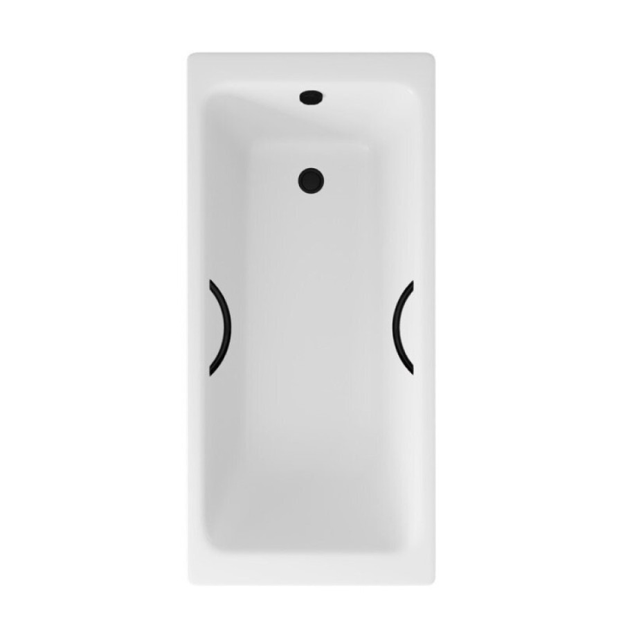 Ванна чугунная Delice Parallel DLR220503RB, 150 х 70 см, без покрытия, ручки черные матовые, цвет белый
