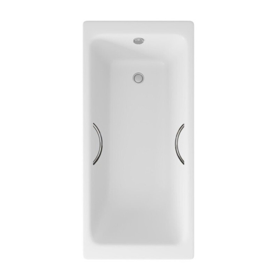 Ванна чугунная Delice Parallel DLR220504R, 160 х 70 см, без покрытия, с ручками хром, цвет белый