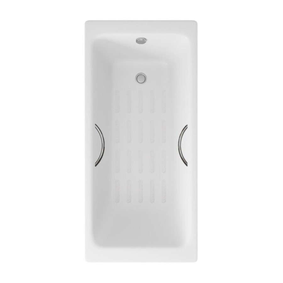 Ванна чугунная Delice Parallel DLR220504R-AS, 160 х 70 см, антискользящее покрытие, с ручками хром, цвет белый