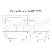 Ванна чугунная Delice Parallel DLR220505, 170 х 70 см, без покрытия, без ручек, цвет белый