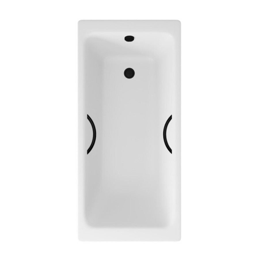 Ванна чугунная Delice Parallel DLR220505RB, 170 х 70 см, без покрытия, ручки черные матовые, цвет белый