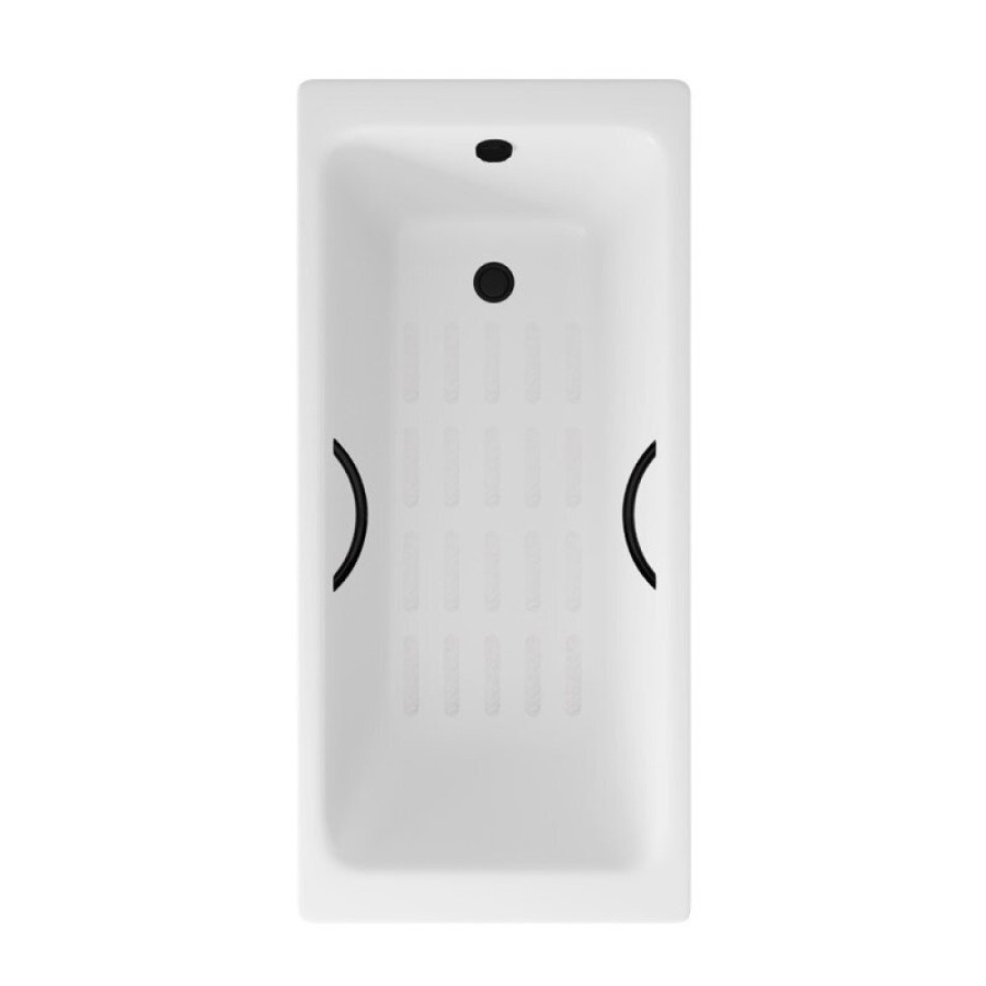 Ванна чугунная Delice Parallel DLR220505RB-AS, 170 х 70 см, антискользящее покрытие, ручки черные матовые, цвет белый