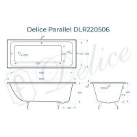Ванна чугунная Delice Parallel DLR220506, 180 x 80 см, без покрытия, без ручек, цвет белый