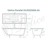 Ванна чугунная Delice Parallel DLR220506-AS, 180 х 80 см, антискользящее покрытие, без ручек, цвет белый