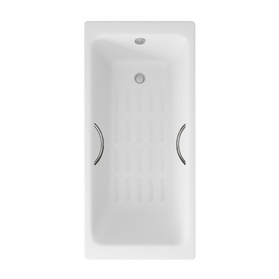 Ванна чугунная Delice Parallel DLR220506R-AS, 180 х 80 см, антискользящее покрытие, с ручками хром, цвет белый