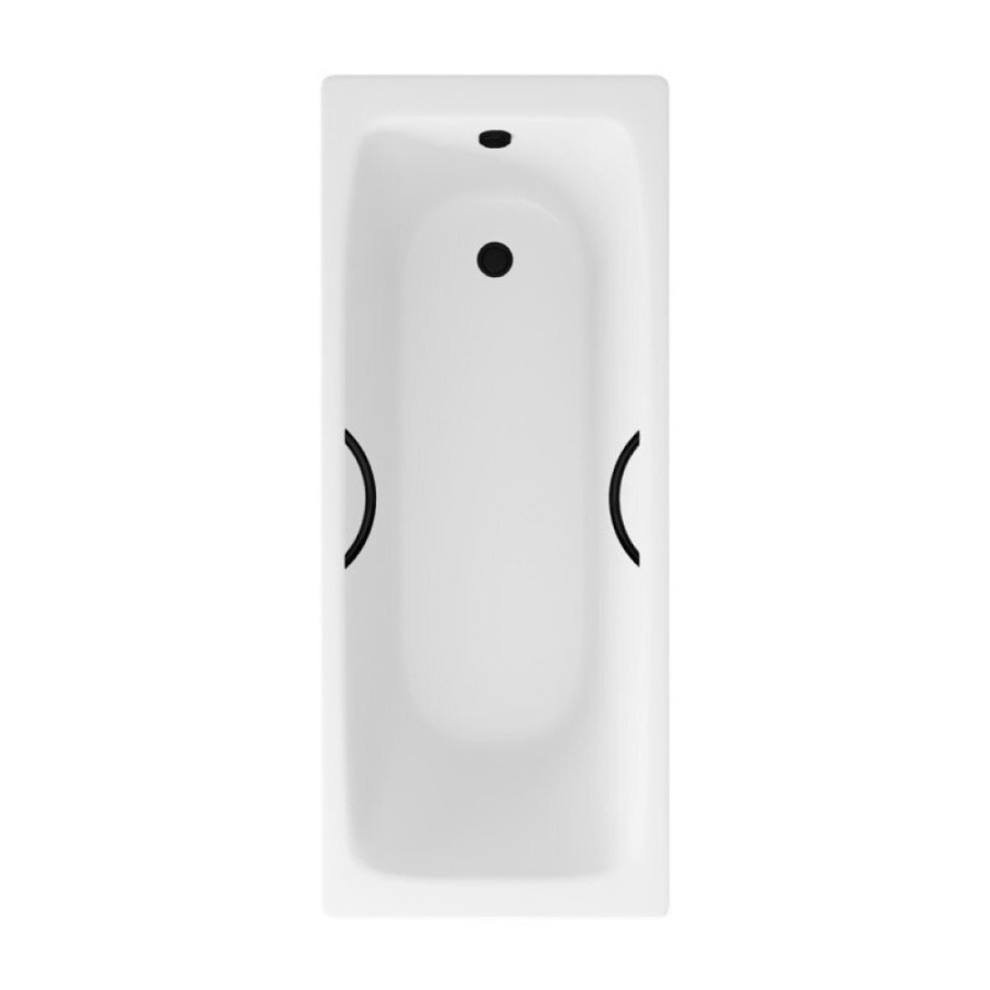 Ванна чугунная Delice Biove DLR220509RB, 170 x 75 см, без покрытия, с черными матовыми ручками, цвет белый