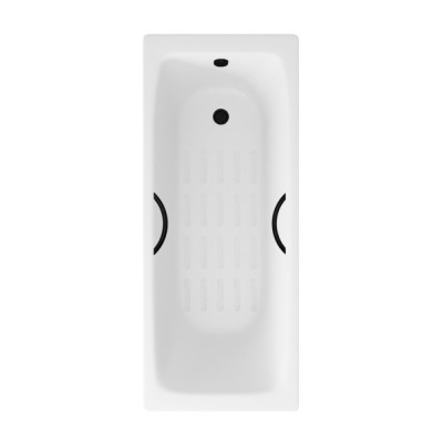 Ванна чугунная Delice Biove DLR220509RB-AS, 170 x 75 см, антискользящее покрытие, ручки черные матовые, цвет белый