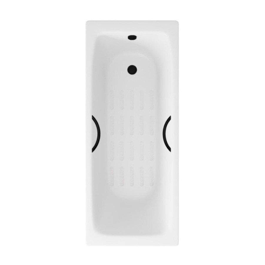 Ванна чугунная Delice Biove DLR220509RB-AS, 170 x 75 см, антискользящее покрытие, ручки черные матовые, цвет белый