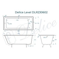 Ванна чугунная Delice Level DLR230602, 170 х 75 см, без покрытия, без ручек, цвет белый